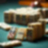 Essential domino pieces arranged for gameplay