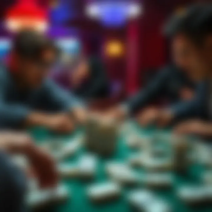 Players engaged in an intense game of dominoes