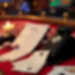 A sophisticated gambling setup featuring a phone and betting slips