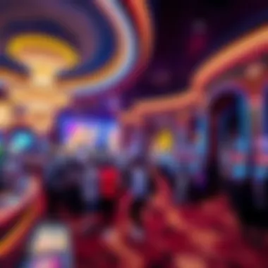 Vibrant Casino Floor at MGM Resort A vibrant casino floor within an MGM resort bustling with activity