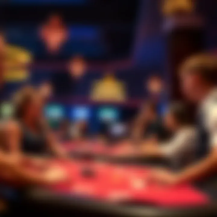 Close-up of gaming tables with players engaged in thrilling gameplay